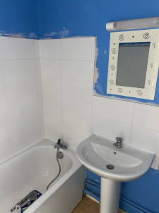 Photo de galerie - Réalisation faïence pour baignoire et lavabo 