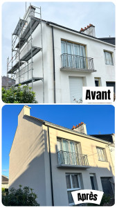Photo de galerie - AVANT / APRÈS - Rénovation d'un pignon/Façade en Isolation Thermique par l'Extérieur (ITE)
