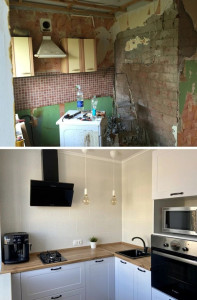 Photo de galerie - Rénovation d’une cuisine — démolition, installation, finitions (avant / après)