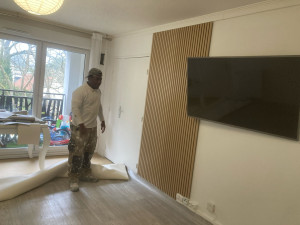 Photo de galerie - Lino , panneau mural, support télé 