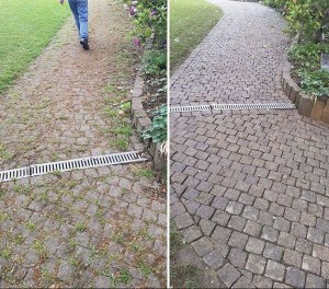 Photo de galerie - Demoussage terrasse et allée 