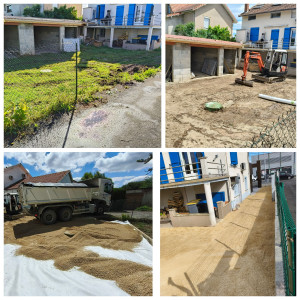 Photo de galerie - Terrassement, chemin d'accès voiture, géotextile et 0/10 avec une finition au choix 