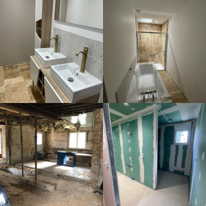Photo de galerie - Création salle de bain pose placo et carrelage 