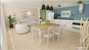 Photo de galerie - Chaque projet 3D est créé de A à Z, intégrant vos besoins, les proportions et cotes précises de l'espace, ainsi que le mobilier. 

Ici représenté par un design harmonieux, aux couleurs apaisantes, des courbes élégantes et des formes graphiques. 