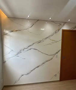 Photo de galerie - Rénovation SDB peinture marbré stico