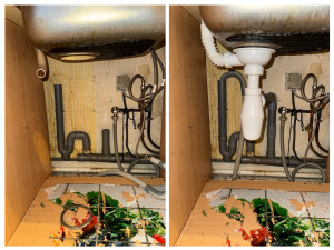 Photo de galerie - Remplacement bonde évier + siphon évier + reprise évacuation pvc 