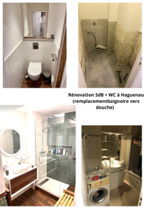 Photo de galerie - Rénovation salle de bain & WC ( baignoire vers douche + WC suspendu) à Haguenau 
