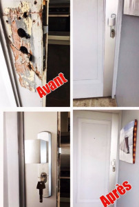 Photo de galerie - Ouverture de porte fermer à clé plus remplacement du cylindre avec une poignée blindé 