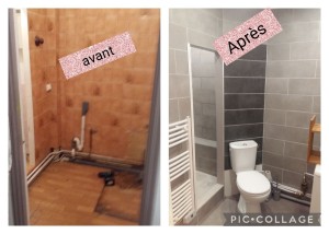 Photo de galerie - Dépose d'une ancienne douche et changement avec toilette + faïence jusqu'au plafond