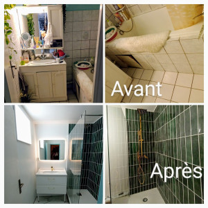 Photo de galerie - Rénovation sale de bain avant et après 