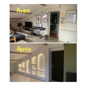 Photo de galerie - Réalisation étagère avec Arche et led