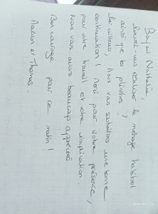 Photo de galerie - Juste un exemple des nombreux petits mots de mes gentils clients.