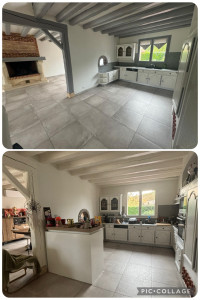 Photo de galerie - Peinture encadrement de fenêtre et poutre 