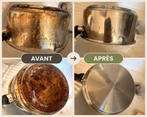Photo de galerie - ✨ Avant ➡️ Après

Le brûlé et la graisse ont disparu pour laisser place à une casserole propre et brillante. La preuve qu’avec les bons gestes, même les cas les plus difficiles retrouvent une seconde vie. ✨?