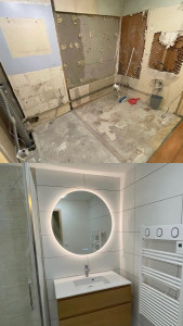 Photo de galerie - Création d’une salle de bain entière dont plomberie et électricité 