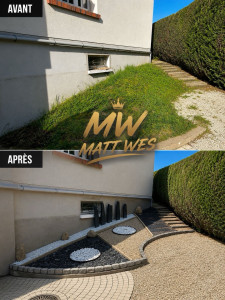 Photo de galerie - ? Création d’un espace extérieur avec mise en place de belles pierres décoratives. Aménagement réalisé avec soin pour apporter une finition propre, moderne et esthétique au jardin.
