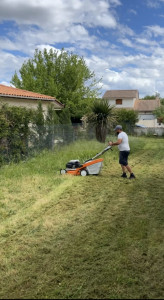 Photo de galerie - Tonte de pelouse et débroussaillage réalisés par Élag’Express : un espace propre et bien entretenu.
