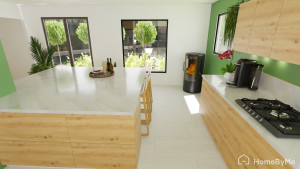 Photo de galerie - Rendu 3d réaliste de la nouvelle cuisine inspirée de la nature