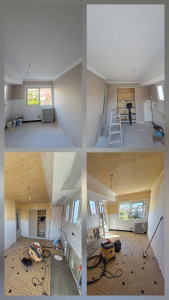 Photo de galerie - Rénovation d'une cuisine avec un ragreage au sol pour la pose futur du sol pvc collé 