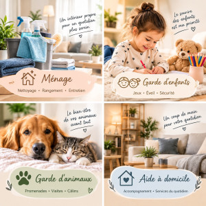 Photo de galerie - ? Des services pensés pour vous simplifier le quotidien !
Je propose mes services avec sérieux, ponctualité et bienveillance pour vous accompagner dans vos besoins du quotidien.
? Ménage & entretien : nettoyage, rangement et entretien de votre intérieur