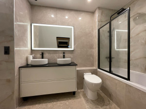 Photo de galerie - Vasque + miroir et WC + coffrage 