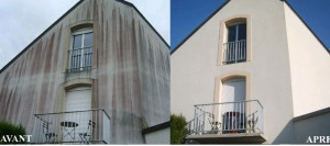 Photo de galerie - Nettoyage façade traitement anti lichen moisissure mousse