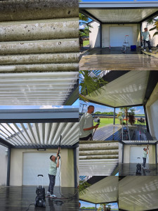 Photo de galerie - Nettoyage d'une pergola avant-après 