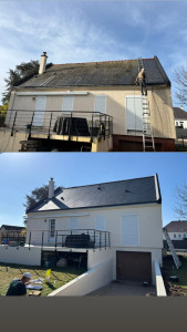 Photo de galerie - Décapage toiture et remise en peinture, décapage de la maison, reprise de maçonnerie et fissures et remise en peinture