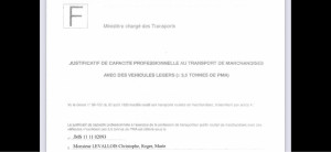 Photo de galerie - Ma licence de transport officiel