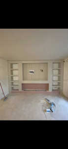 Photo de galerie - Meuble placo avec cheminée bio éthanol