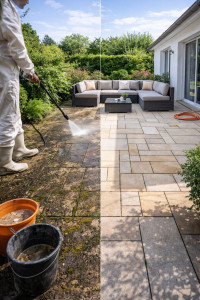 Photo de galerie - Nettoyage terrasse et mise en place d’un anti mousse 
