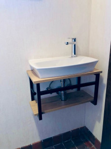 Photo de galerie - Placement remplacement de l’ancien lavabo par un meuble vasque 