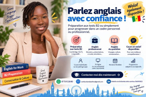 Photo de galerie -  Envie d’améliorer votre anglais ? Préparation au test d'anglais jusqu'au niveau B2, anglais professionnel ou simplement pour le plaisir d’apprendre. Cours adaptés à votre niveau. Wolof disponible 