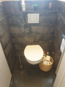 Photo de galerie - Réalisation d'un sanitaire avec WC suspendu.