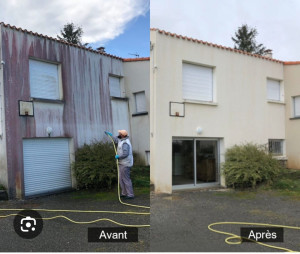 Photo de galerie - Traitement de façade résultat 30 minute seulement après rainsage 