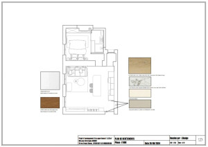 Photo de galerie - Plan de revêtements et matériaux 
projet de rénovation d'appartement 
Issy-les-Moulineaux 