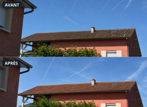 Photo de galerie - Nettoyage de toiture + traitement hydrofuge 