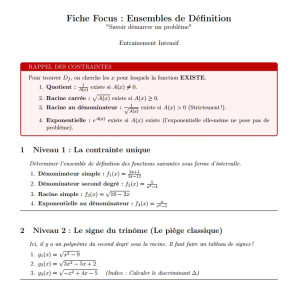 Photo de galerie - Fiche de TD maths niveau Terminale 