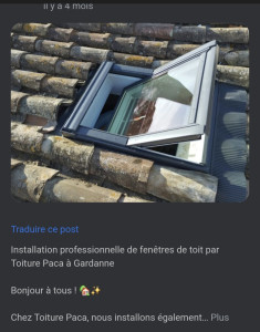 Photo de galerie - Fourniture et pose d’un velux 