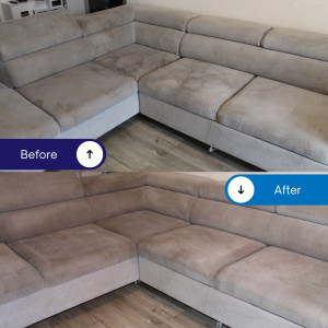 Photo de galerie - Voici un avant/après d’un canapé 6 places 