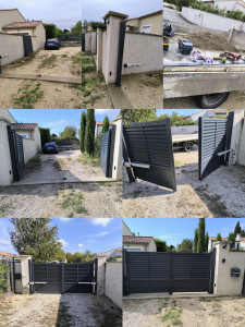 Photo de galerie - Installation portail automatique 
a battant 