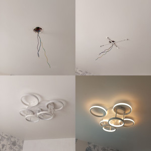 Photo de galerie - Installation de ventilateur luminaire, ainsi que la mise en service avec la cliente 