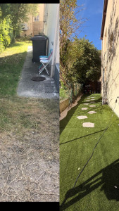 Photo de galerie - Terrassement et pose de gazon synthétique 