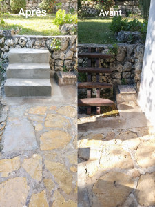 Photo de galerie - Création escalier de jardin 