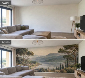 Photo de galerie - Pose d'un papier peint panoramique 