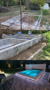 Photo de galerie - Réalisation d'une piscine et aménagement autour. ce projet a gagner une récompense pour meilleur jeune artisan point P