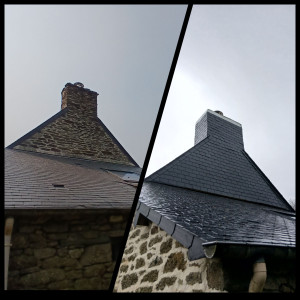 Photo de galerie - Bardage façade cheminée ardoise 