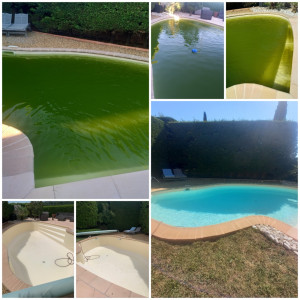 Photo de galerie - Piscine chargée saturée, vidange totale, nettoyage désinfection, remplissage, analyse, traitements et ça repart