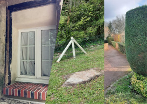 Photo de galerie - Restauration appui de fenêtre et enduits, pose clôture et taille jardin