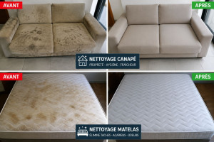 Photo de galerie - Exemple de résultat après un nettoyage professionnel de canapé et matelas. Élimination des taches, salissures, poussières et odeurs pour un intérieur propre, sain et rafraîchi.